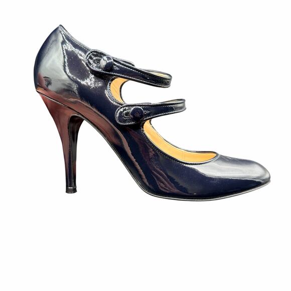J.Crew Mona Navy Patent Leather Double-Strap Mary Jane Heels Sz 8 - Picture 9 of 12